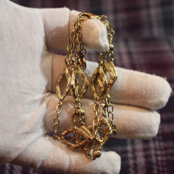 Alfani Gold Tone Diamond Link Rhinestone Bracelet - Picture 4 of 9